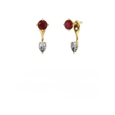 Drop earrings Kate RND-PER 585 gold ruby 5 mm