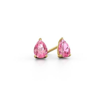 Clous d'oreilles Sam PER 585 or jaune saphir rose 7x5 mm