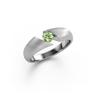 Ring Hojalien 1 585 white gold green lab grown diamond 4.2 mm