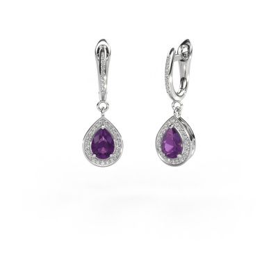 Drop earrings Ginger 2 585 white gold amethyst 7x5 mm