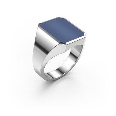 Signet ring Lars 4 585 white gold blue sardonyx 15x12 mm