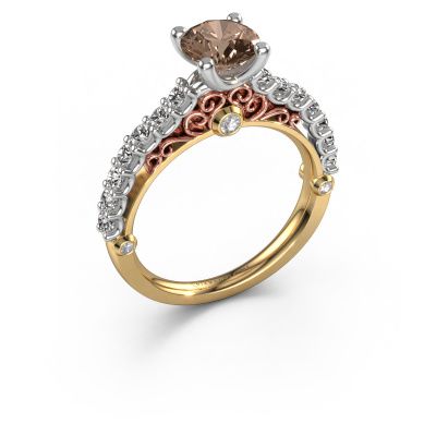 Bague de fiançailles Shaunda 585 or jaune diamant brun 1.30 crt