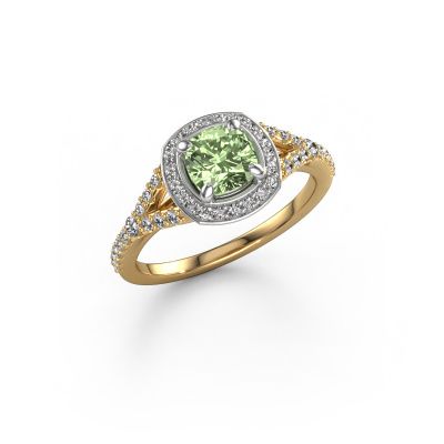 Engagement ring Pamela CUS 585 gold green lab grown diamond 5.5 mm