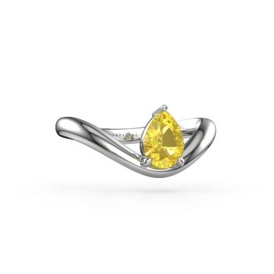 Engagement ring Femke PER 950 platinum yellow sapphire 7x5 mm