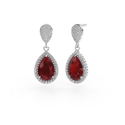 Drop earrings Tilly per 2 950 platinum ruby 12x8 mm