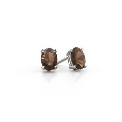 Clous d'oreilles Sam OVL 950 platine quartz fumé 7x5 mm