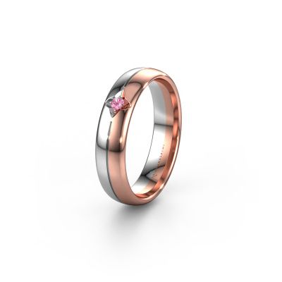 Wedding ring WH0221L35X 585 rose gold pink sapphire ±0.20x0.06 in