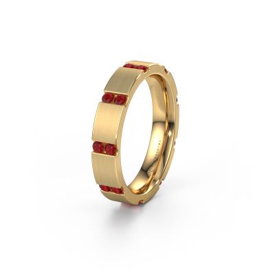 Huwelijksring WH2132L14BM 585 goud robijn ±4x2.2 mm