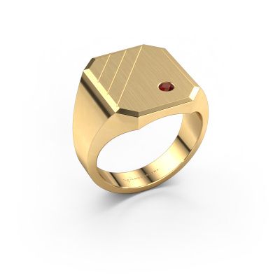 Signet ring Patrick 5 585 gold garnet 2.5 mm
