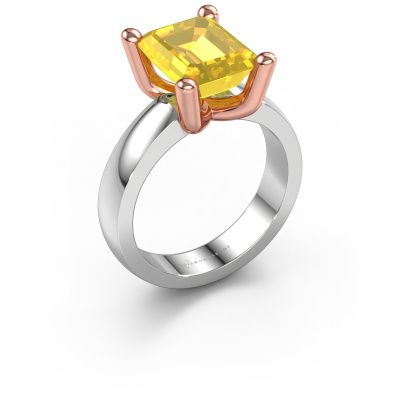 Bague Clelia EME 585 or blanc saphir jaune 10x8 mm