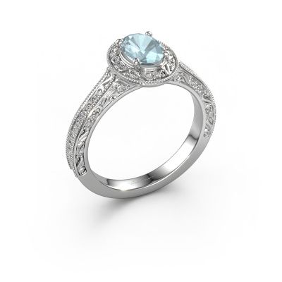 Engagement ring Alice OVL 950 platinum aquamarine 7x5 mm