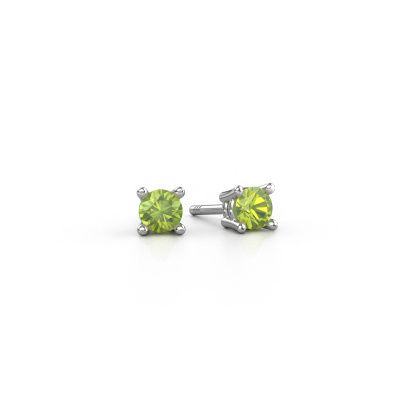 Clous d'oreilles Jannette 950 platine péridot 4 mm