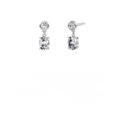 Pendants d'oreilles Lacey OVL 950 platine zircone 7x5 mm