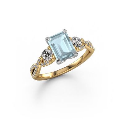 Engagement ring Marilou EME 585 gold aquamarine 8x6 mm