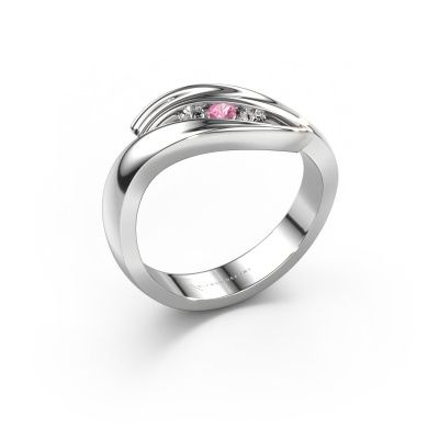 Ring Erin 585 witgoud roze saffier 2.4 mm