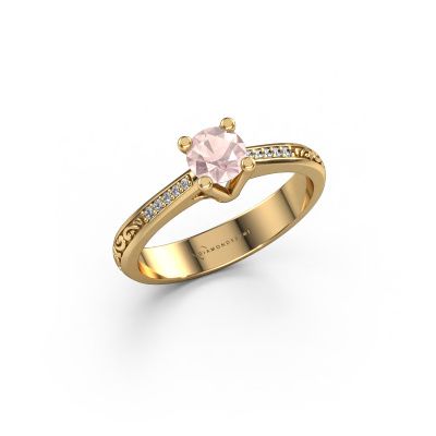 Engagement ring Mei 585 gold morganite champagne 4.7 mm