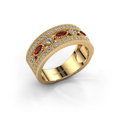 Ring Henna 585 goud granaat 4x2 mm
