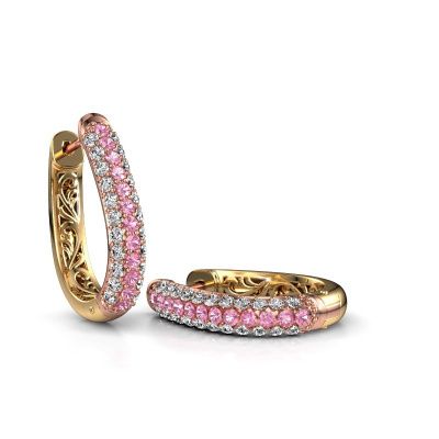 Hoop earrings Danika 12.5 A 585 rose gold pink sapphire 1.7 mm