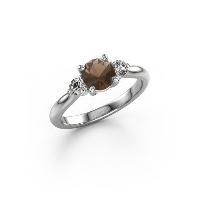 Engagement ring Lieselot RND 950 platinum smokey quartz 6.5 mm