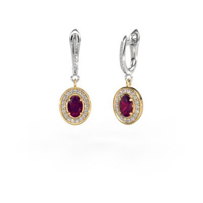 Drop earrings Layne 2 585 gold rhodolite 7x5 mm