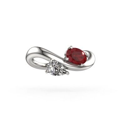 Engagement ring Chloe OVL-PER 950 platinum ruby 6.5x4.5 mm