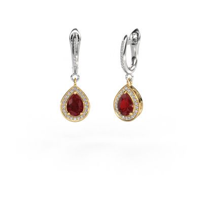 Drop earrings Ginger 2 585 gold ruby 7x5 mm