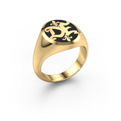 Bague monogramme Xandro Emaille 585 or jaune émail noir