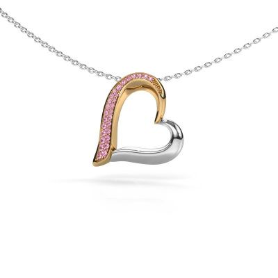Necklace Heart 1 585 gold pink sapphire 1.2 mm