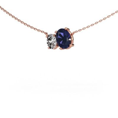 Pendant Toi et Moi OVL OVL 585 rose gold sapphire 8x6 mm