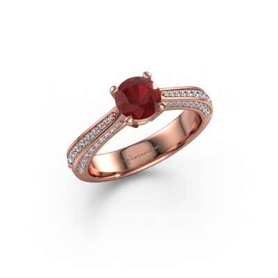 Engagement ring Ruby rnd 585 rose gold ruby 5.7 mm