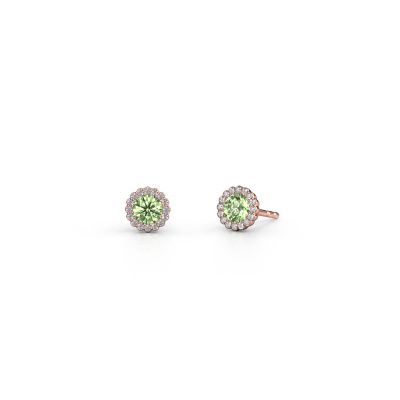 Earrings Queen 585 rose gold green lab grown diamond 4.2 mm