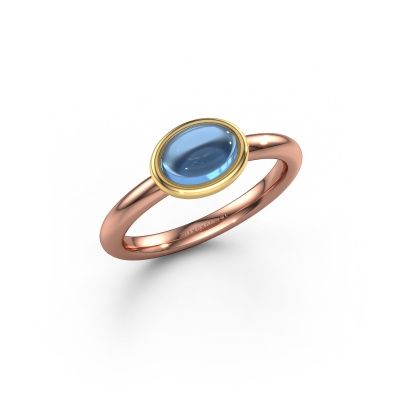 Ring Blossom OVL 585 Roségold Blau Topas 7x5 mm
