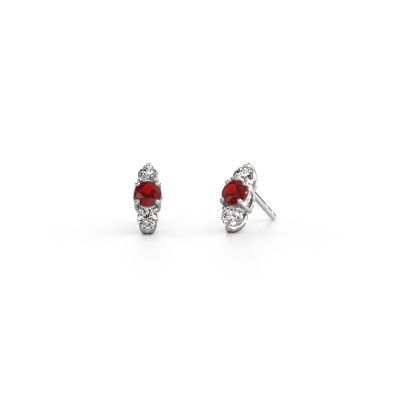Earrings Amie 950 platinum ruby 4 mm