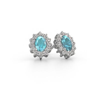 Boucles d'oreilles Margien 585 or blanc topaze bleue 6x4 mm