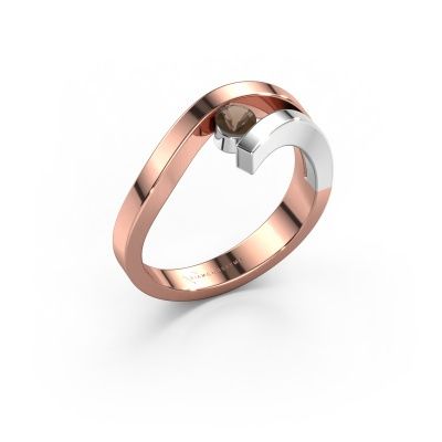 Ring Evalyn 1 585 rose gold smokey quartz 3.7 mm