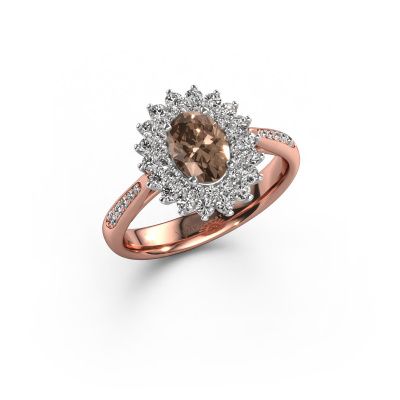 Aanzoeksring Alina 2 585 rosé goud bruine diamant 0.70 crt