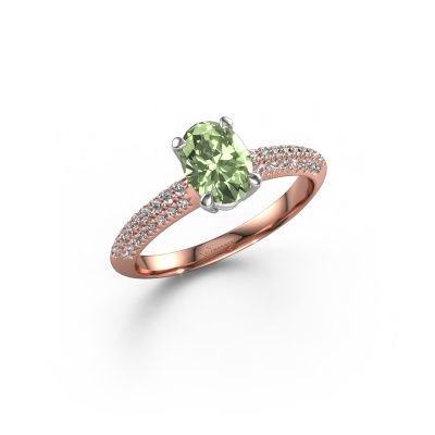 Engagement ring Morane OVL 585 rose gold green lab grown diamond 7,5x5,5 mm