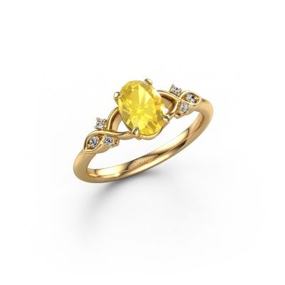 Engagement ring Azra OVL 585 gold yellow sapphire 8x6 mm