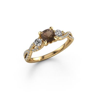 Engagement ring Marilou CUS 585 gold smokey quartz 5 mm