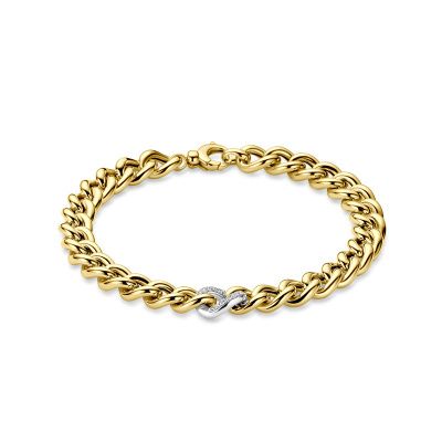 Bracelet maillons Britany 9mm 585 or jaune diamant 0.12 crt