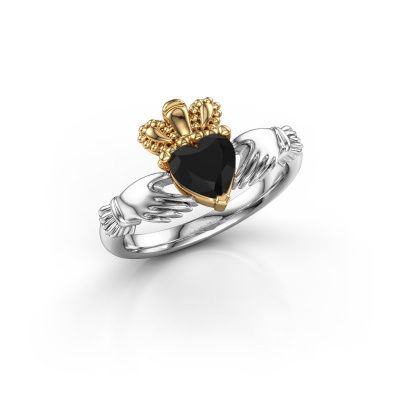 Ring Claddagh 2 585 witgoud zwarte diamant 1.05 crt