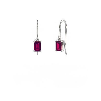 Pendants d'oreilles Laurie EME 1 950 platine rhodolite 7x5 mm