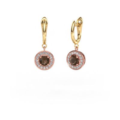 Drop earrings Ninette 1 585 rose gold smokey quartz 5 mm