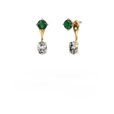Pendants d'oreilles Kate RND-OVL 585 or rose emeraude 5 mm