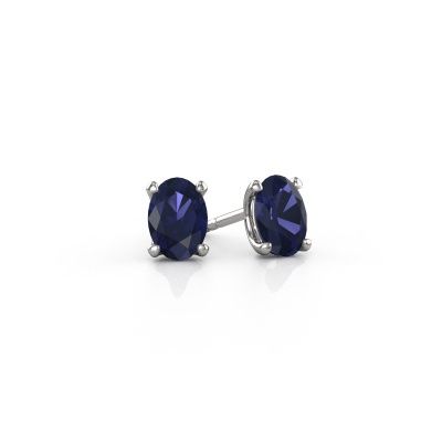 Stud earrings Sam OVL 950 platinum sapphire 7x5 mm