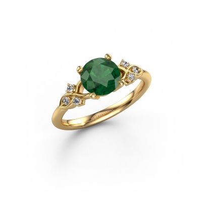 Engagement ring Azra RND 585 gold emerald 7 mm