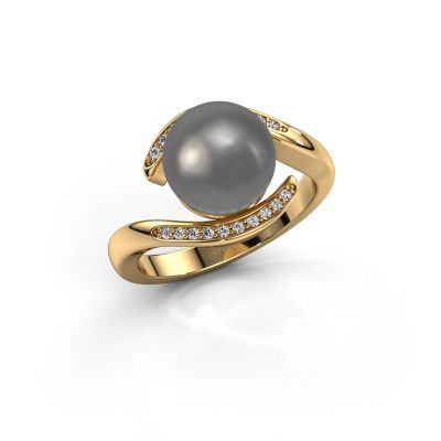 Ring Dedra 585 Gold Grau Perl 9 mm