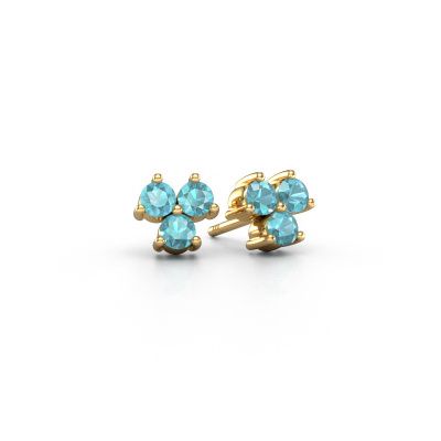 Clous d'oreilles Shirlee 585 or jaune topaze bleue 3 mm