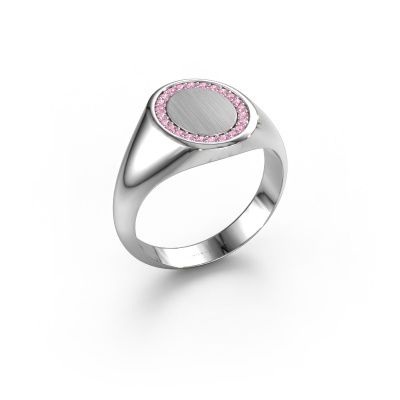 Men's ring Floris Oval 2 585 white gold pink sapphire 1.2 mm