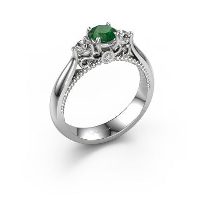 Engagement ring Tiffani 585 white gold emerald 5 mm